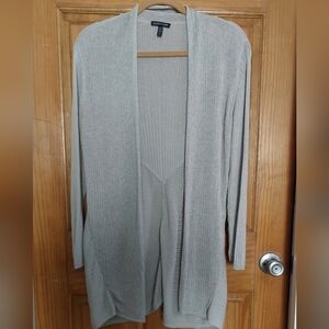EILEEN FISHER LS gray silk/cotton open cardigan Sz M